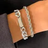 Charm-Armbänder IngeSight.Z Twisted Metal Rope Chain Armreifen Mehrschichtige Goldfarbe Curb Cuban Für Frauen Handgelenkschmuck