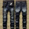 Hommes Jeans Drop Fashion Biker Distressed Stretch Ripped Hip Hop Slim Fit Trous Punk Denim Coton Pantalon 220928