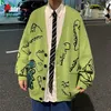 Herrtröjor Abfer Autumn Oversize Cardigan Men Sticked Dinosaur tröja Streetwear Loose Mane Women Coat Doodle Hip Hop Mönster Winter 220928