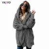 Manteau en fausse fourrure pour femmes femmes automne hiver chaud doux longue veste vêtements d'extérieur en peluche pardessus poche cardigan sans bouton avec capuche 220928