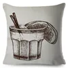 Oreiller Simple Cocktail verre couverture géométrique couvre pour canapé voiture décor à la maison oreillers lin 45x45cm taie d'oreiller