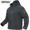 Mens Jackets Tacvasen Spring Winter Fleece with Hoodie Tactical Fullzip Up Outdoor Windproof Hooded Warm Work Coat 220928