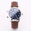 Luxo Autom￡tico Multifuncional Rel￳gios Correia Couro Pilot Viagem Tempo de Vida Autom￡tica Men's Watch 5524G-001