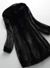 Futro dla kobiet Faux Lautaro zima luksusowy długi czarny płaszcz norki kobiety z rękawem z kapturem elegancka gruba ciepła puszysta kurtka 6xl 7xl 220928