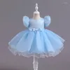 Mädchen Kleider Kleinkind Weiß Baby Mädchen Taufe Kleid Puffärmel 1 Jahr Geburtstag Tutu Party Prinzessin Geboren Hochzeit Kinder Kleidung