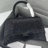 Evening Bags HOURGLASS XS handbag crossbody rhinestone bag grey suede calfskin Crocodile pattern bag small larger silver hardware handbags designer