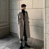 Męskie mieszanki wełny marki jesienne róg Koreański płaszcz dla mężczyzn dla mężczyzn długi wiatrówki streetwear męski płaszcz zewnętrzny odzież 220928