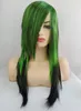 Altri accessori moda bellissimo cosplay parrucca sintetica verde fibra di capelli parrucca lunga diritta ombre parrucche verdi nere