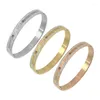 Bangle Hand Bracelets For Women Brand Top Quality Color Gold Stainless Steel Jewelry Inlay CZ Crystal Letter Noble Cuf