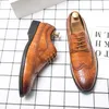 Brock Derby Shoes Men Shoes Solid Color Stone Pattern PU Pointed Carved Lace Up Business Casual Wedding Party Daily AD294