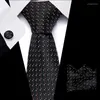 Bow Ties Top Quality Tie Set för män blå blommor och näsduk Silver slips man corbatas hombre fick fyrkantig bröllop