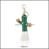 Keychains Rame Cactus Keychain Handmade Gebreide katoenen draad gewikkeld Tassel voor vrouwen Fashion Boho -stijl Boutique sieraden Drop deliv Dhrdc