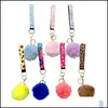 Keychains Neoprene Wirstband Keychains Set With Chapstick Lip Gross Holder Key Ring Wristlet Fob Fashion Chains Women Gifts Drop Deli Dhjz8