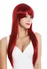 Popular Women's Wig Ladies Cosplay Long Smooth Fringe Parted Red wig