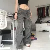 Pantalons Femmes Capris Rétro 90s Salopette Denim Jeans Femmes Fée Grunge Pantalon Femme Sexy Taille Basse Pantalon Décontracté Vintage Cyber Y2k Pantalon Streetwear T220926