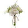 Decoratieve bloemen handboeket visuele effect draagbare herbruikbare elegante rozen bruidsbloemdecor kunstmatig voor huwelijksaanzoek