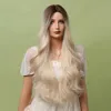 Long Wavy ombre syntetiska peruker Natural Party Cosplay Kvinnor Hår värmebeständigt