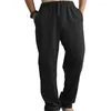 Men's Shorts Plus Size Men Cotton Linen Long Pants Elastic Waist Loose Straight Trousers