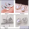 Smyckesinställningar Pearl Stud Earrings 100% S925 Sterling Sier Inställning DIY örhänge For Women Girl Wedding Jewelry Gift Wholesale Drop D DHDFL