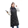 Coletes femininos colete sem mangas longa casaco de algodão corea corea acolchoada fêmeas soltas moda casual casaco de inverno 220928