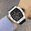 시계 손목 시계 고급 Richa Milles 디자이너 남성용 자동 기계식 시계 세라믹 중공 출력 개인화 된 테이프 캘린더