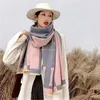 Bufandas nuevas Pashmina de invierno para mujer marca cálida a cuadros moda mujer tejer lana de Cachemira s 18065 cm6965016315A