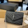 Luxe ontwerper crossbody tassen loulou -vormige stikselleren dames metalen ketting schouderflap crossbody tas
