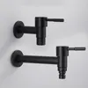 Bathroom Sink Faucets Wall Mounted Faucet Single Cold Tap Black Water For Washing Machine Mop Pool
