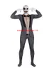 Grå kostym skelett skalle halloween cosplay catsuit dräkt lycar spandenx body zentai kostym scen kostymer klubb fest jumpsuit
