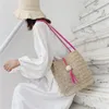 Evening Bags Women Straw Bag Bohemian Rattan Beach Handbag Handmade Kintted Crossbody Bucket Summer Tassel Purse For