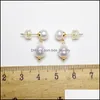 Stud Simple Pearl Earrings 14k goud gevulde stud 6-7 mm oorbel voor vrouwen jubileum cadeau sieraden hoogglans drop levering 2021 bdejewe dhnll