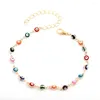 Anklets Vintage Colorful Eye Adjustable Ankle Bracelet Gold Silver Color Chain For Women Leg Jewelry