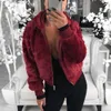 Women's Fur Faux DIHOPE Women Coat With Hood High Waist Fashion Slim Black Red Pink Jacket Fake Rabbit Coats 220928