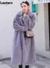 Futro dla kobiet sztuczne lautaro zima długie luźne swobodne szary czarny czarny ciepły, gęsty, puszysty płaszcz dla kobiet luksusowy koreańska moda 4xl 5xl 220928