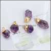 Pendant Necklaces Fashion Natural Stone Pendant Necklace Amethyst Crystal Sweater Chain Jewelry For Women Christmas Gift Drop Deliv Dh8Ve