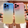 Custodie per telefoni trasparenti sfumate di lusso per iPhone 14 Plus 12 13 Pro Max XS Max XR X Cover protettiva per obiettivo fotografico colorato moda antiurto anti caduta