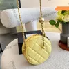 Womens Designer Classic Round Circle Quilted Vanity Bags With Gold Crush Ball GHW Crossbody Cosmetic Case 16CM271l