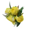 Decoraci￳n de Navidad Ang Decoraci￳n de bodas Flores Sala de estar Flor Artificial 6 Cabeza Mini Rose con hierba
