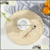 Mats Pads Natural Corn Husk Placemats Hand-Woven Thick Thermals Insation Pad Round Western Food Cups And Plates Bowl Lpfk Drop Deliv Dhla1