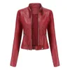 Giacca da donna in pelle sintetica moda Donna Moto Biker Motocicletta Cappotto femminile Viola Nero Caffè Rosso Autunno Primavera Veste Cuir Femme 220928