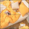 Bedding Sets Bedding Sets Yellow Ginger Duvet Er Set Pom Poms Shabby Chic Bed Soft Solid Color Linen Home Textile No Com Homeindustry Dh0Sh