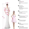 Plus Size Meerjungfrau Hochzeitskleid Arabisch Aso Ebi Sheer Neck Sweep Zug Lange Ärmel Sexy Brautkleider Kleider