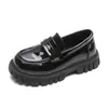 Sneakers Princess Shoes Spring Black Loafers Baby Boys School Metal Kids Fashion Casual PU Glossy Children Cute Mary Janes 220928