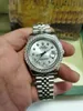 Com caixa original relógios de luxo 41mm masculino 18k prata branco dial maior diamante automático marca moda relógio pulso 02