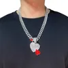 Chains ULJ Full Diamond One Arrow Through The 3 Heart Pendant Iced Out Hip Hop Man Woman Accessories Necklace Jewelry