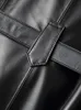 Women's Leather Faux Lautaro Autumn Long Black Pu Trench Coat for Women Sleeve Belt Elegant British Style Fashion 4xl 5xl 6xl 7xl 220928