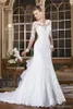 2023 Vintage długie rękawy Linia Suknie ślubne Zastosowane koronkowe guziki warstwy Back Bride suknie Vestidos de novia szatę de Mariage BA9779 GB1006
