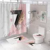 Rideaux de douche 3D luxe salle de bain rideau ensemble moderne géométrique orné rouge Rose tapis de bain couvercle de toilette couverture tapis décoration de la maison