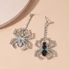 Pendientes largos de araña con diamantes de imitación brillantes para mujer, pendientes largos para fiesta de Halloween