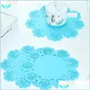 Tapis Tapis Pvc En Forme De Rose Antidérapant Insation De Chaleur Résistant Tapis De Table Pad Porte-gobelet Set De Table Cuisine Décoration Outils Drop Delivery Dhghj